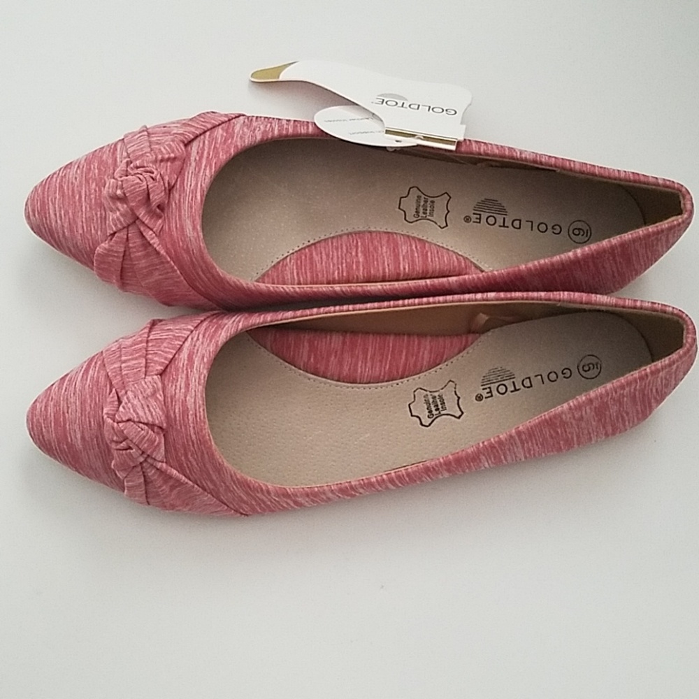 Gold Toe Pink Flat Shoes - Picture 4 of 5